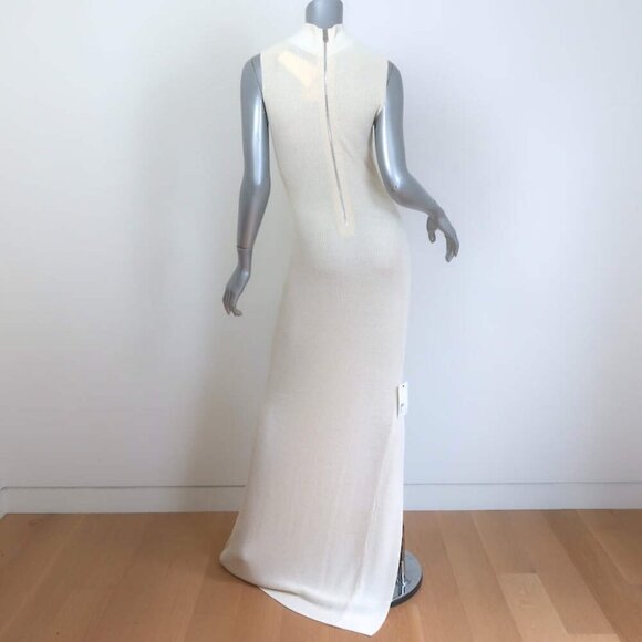 Aya Muse Berin Mock Neck Knit Maxi Dress Ivory Cotton-Blend Size Small NEW - Picture 4 of 7